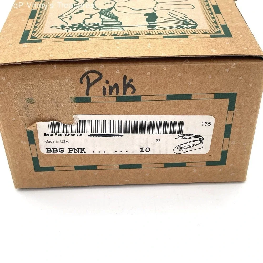 Bear Feet Pink Leather Ballet Flat Ribbon Tie Toddler Girls Size 10 NIB DS